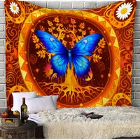 Tapisserie murale en polyester motif crâne et squelette d'Halloween, résistante à la décoloration, légère, facile à accrocher, vente en gros