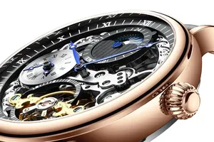 Montres mécaniques automatiques pour hommes <span class=keywords><strong>KINYUED</strong></span> J073, design classique, boîtier en alliage, bracelet en cuir véritable, étanches - Product Image 3