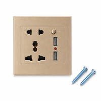 Prise USB Xanmoo à cinq trous avec deux ports USB, panneau de commutation, matériau en bronze phosphoreux, prise multifonctionnelle pour la maison, prise SDK
