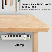 Multiprise PDU 4800J 20 A avec protection contre les surtensions, cordon d'extension de 3 m, prises universelles à espacement large pour garage industriel