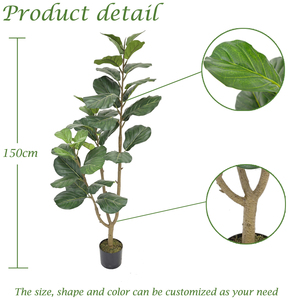 Bossion Faux Ficus Iyrata Écologique en <span class=keywords><strong>Pot</strong></span> Vert, Grand Arbre Artificiel - Product Image 2