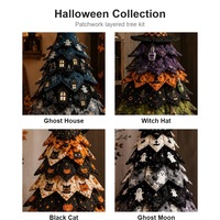 Kit DIY Arbre de Noël en Patchwork, Kit d'Artisanat pour Arbre de Noël, Ornement de Table, Kit d'Artisanat de Fêtes Semi-Artisanal, 23 Styles, Récolte d'Automne