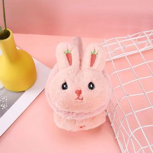 Orejeras de peluche de conejo, cálidas para el invierno, para estudiantes, diseño de dibujos animados, rosa claro, gris, caqui, café, rosa cuero - Product Image 3
