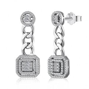 Dylam Luxurious Jewelry Diamond 5A CZ 925 <b>Sterling</b> <b>Silver</b> Women Chain Drop <b>Huggie</b> Dangle Stud Earrings - Product Image 1