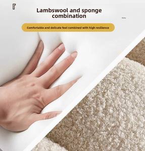 <span class=keywords><strong>Pouf</strong></span> Moderno in Tessuto Crema, Piccola Panca per Tavolino da Salotto, Sgabello Elegante per Casa - Product Image 6