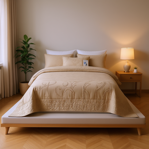 Juego de Cubrecama Db Khaki Queen de 3 Piezas, Ropa de Cama Acolchada Bordada con Patrón Floral Clásico para Uso en Todas las Estaciones - Product Image 2