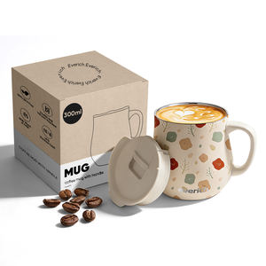 Taza de Café de Doble Pared de Alta Calidad de 300 ml, Apta para Alimentos, para <span class=keywords><strong>Biblioteca</strong></span>, Viajes y Hogar, con Asa y Tapa a Presión, Personalizable - Product Image 1