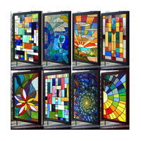 Benutzer definierte Größe Fenster Film Glasmalerei Aufkleber Static Cling Frosted Privacy 3D-Druck Regenbogen Mosaik für Fenster tür Home Decor