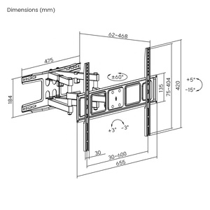 LUMI <strong>TV</strong> <strong>Bracket</strong> Tilt Full Motion Swivel <strong>TV</strong> Wall Mount for 37 to 80 <strong>Inches</strong> - Product Image 6