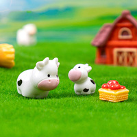 Aksesoris Taman Peri, Perlengkapan Ornamen Lanskap Mikro, Figur Mini, Figur Sapi Miniatur, Figur Hewan Resin Kecil, Kerajinan Hewan Resin Mini