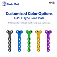 Plaque de blocage de type T Davin Med Veterinary ALPS, implant orthopédique pour petits animaux, pour la chirurgie de fixation des fractures chez le chien et le chat