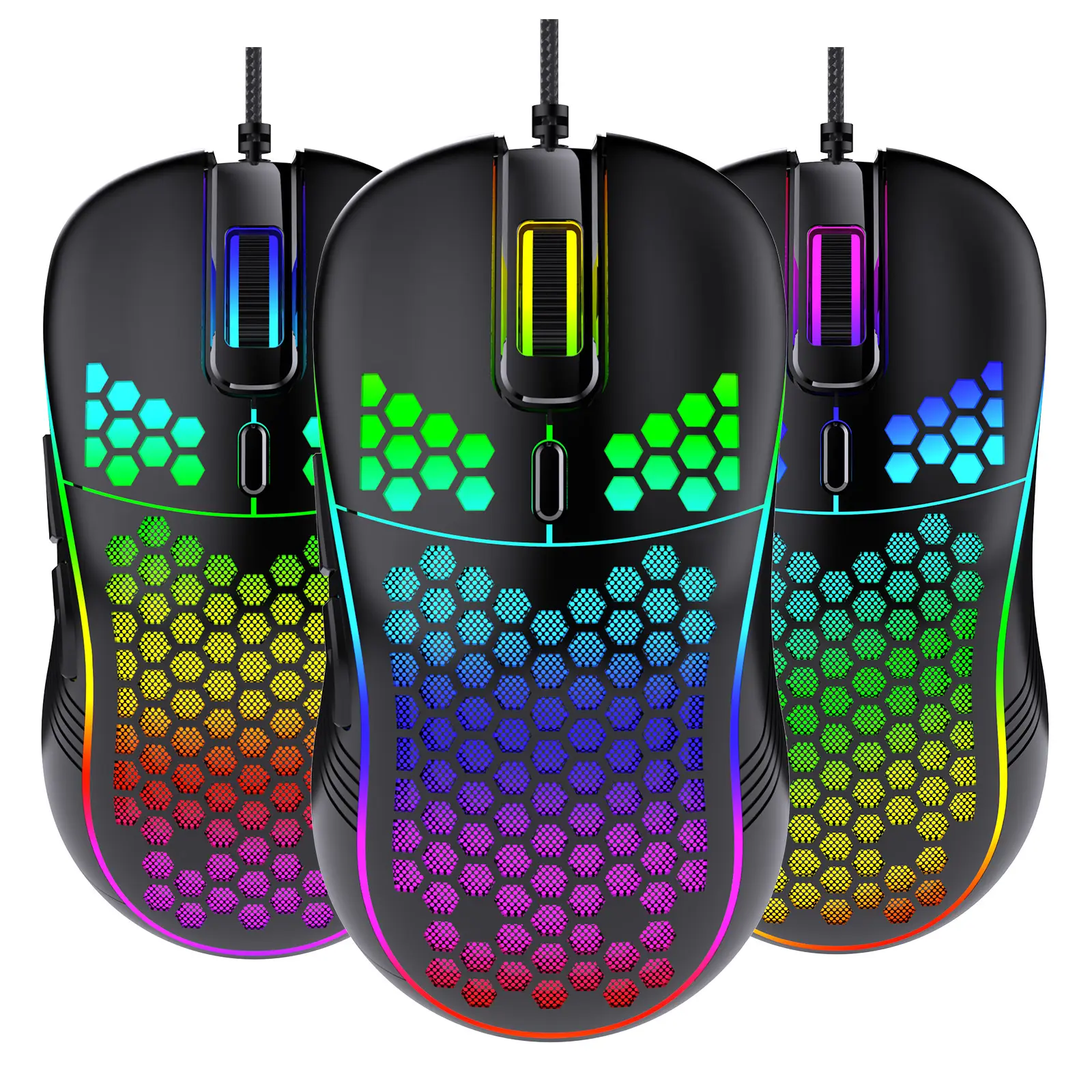 USB wired RGB Light Honeycomb Gaming Mouse Desktop PC Computers Notebook Laptop Mice Gamer Cute Programable mice