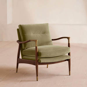 Sillón Moderno de Lujo para Sala de Estar con Estructura de Abedul Sólido y Tapicería de Tela Vintage - Product Image 4