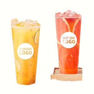 Vasos de Plástico Esmerilado Desechables de 16oz-24oz con Logotipo Personalizado, para Té con Leche, PP, 90mm de Diámetro, con Tapa Inyectada para Alimentos y Bebidas - Product Image 1