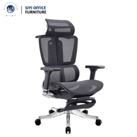 Chaise de bureau pivotante de direction ergonomique moderne de luxe avec accoudoirs réglables 4D, dossier inclinable réglable, maille de haute qualité et aluminium