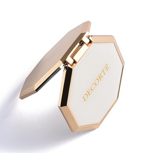 Unique Hexagon Custom Epoxy Gold Logo Double Side Metal Cosmetic Pocket <b>Mirror</b> - Product Image 2