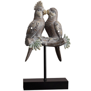 Adornos de Resina de Loros Estilo Americano, 2 Piezas, Decoración Tradicional para Sala de Estar, Diseño de Follaje - Product Image 4