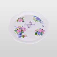 Assiette de service en mélamine à motifs floraux multi-styles, incassable, facile à nettoyer, idéale pour les emballages cadeaux, la décoration de table d'hôtel