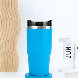 Mug de voyage isotherme 20oz 30oz pour voiture, double paroi sous vide avec couvercle, paille et base antidérapante, chaud et froid - Product Image 1