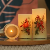 Set Lilin LED Tanpa Api 3 Buah dengan Remote Control, Nyala 3D, Baterai, Lilin Parafin