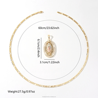 Pendentif Vierge Marie de Guadalupe en Zircon Cubique, Collier en Laiton Plaqué Or 14 carats, Style Religieux