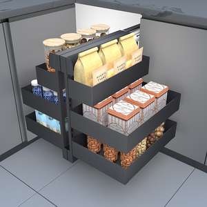 Modern Full Pull-Out Cabinet <b>Storage</b> Magic Corner <b>Kitchen</b> Modular Organizer Universal Blind Corner Metal <b>Kitchen</b> <b>Storage</b> System - Product Image 4