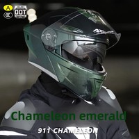 Casque de moto modulaire à visière rabattable homologué DOT, double visière, matériau ABS, peinture colorée caméléon, quatre saisons, AXK