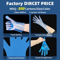 Gants en PE imperméables pour le nettoyage domestique, résistants à l'huile, ambidextres, texture givrée, gants jetables en TPE bleus pour la vaisselle
