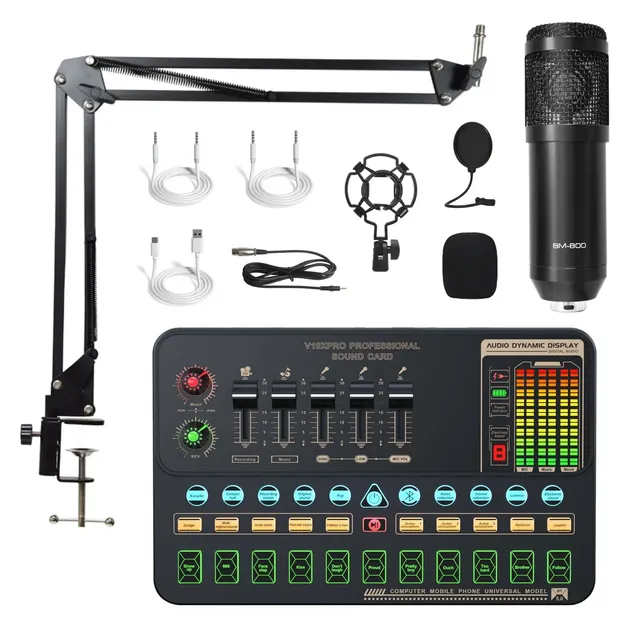 V10 X Pro Studio Podcast USB Sound Cards Kit for Broadcasting Singing Live Streaming Studio High Performance Audio Mic