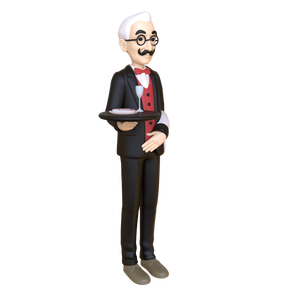 รูปปั้นบริกรเรซินสำหรับผู้สูงอายุรูปปั้นบริกรขนาดเท่าคนสูงอายุที่กำหนดได้เองสำหรับแสดงในร้านอาหารและตกแต่งบ้าน - Product Image 2