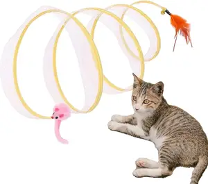 실내 감압 대화 형 수염 트위스터 접힌 고양이 튜브 터널 고양이 장난감