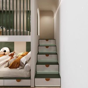 JINS Eibele Moderne Maßgefertigte Kinder-Etagenbetten aus Massivholz Komfortables Schul-Schlafzimmer-Set mit Stauraum - Product Image 4