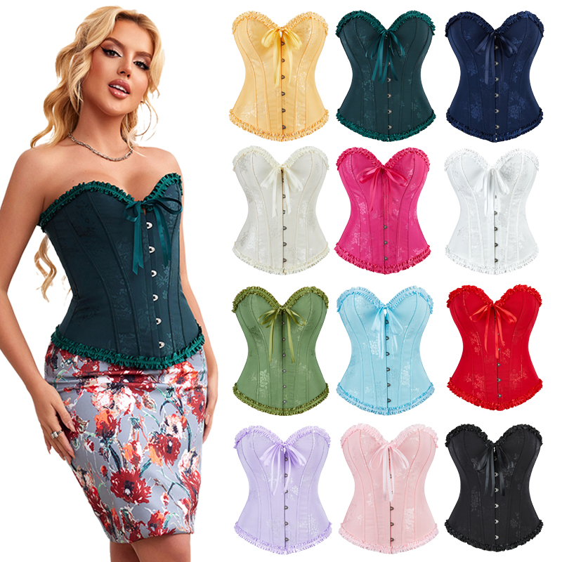 Corsés de cuero verde Ropa elegante y ajustable para mujer