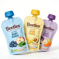 Emballage de nourriture pour bébé avec bec verseur personnalisé, sans BPA, anti-fuite, à presser, pour purée de fruits, nourrissons et tout-petits