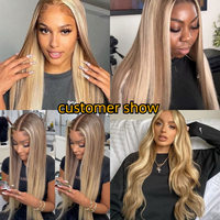 Extensions de cheveux Balayage bruts à cuticule alignée blond cendré Highlight os droit perruque de cheveux humains brésiliens avec devant en dentelle Vente en gros