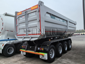 Semi-remorque en acier de type U à 4 essieux de 50 tonnes avec benne basculante à charbon, fabriquée en Chine par un producteur professionnel de remorques de camions. - Product Image 4