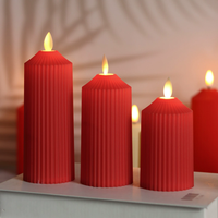 Bougies LED en forme de pilier cannelées à effet flamme vacillante, télécommandées et à intensité variable, sans flamme, pour la décoration de la maison et de mariages