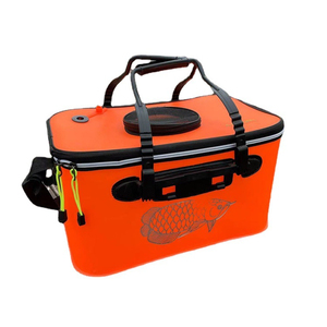 Seau de pêche pliable portable en EVA, boîte à poissons vivants pliable, seau à eau étanche avec couvercle en maille zippé pour le <span class=keywords><strong>camping</strong></span> - Product Image 1