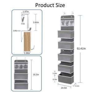 Sac de rangement suspendu à six couches en tissu non tissé avec fermeture éclair, pliable, pour vêtements, à fixer au mur ou à la porte, idéal pour dortoir - Product Image 3