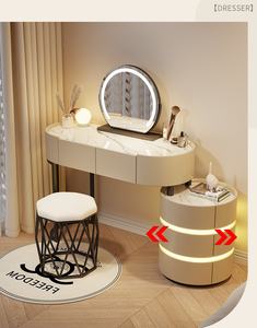 โต๊ะเครื่องแป้งทันสมัยขายดีสำหรับห้องนอน โต๊ะแต่งหน้าเรียบง่ายพร้อม<span class=keywords><strong>กระจก</strong></span> LED เฟอร์นิเจอร์วานิตี้เคลือบ UV จากผู้ผลิตชั้นนำ - Product Image 5