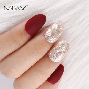 Prensa 3D de alta calidad para <span class=keywords><strong>uñas</strong></span>, cobertura completa, ovalada, color rojo <span class=keywords><strong>vino</strong></span> y dorado, purpurina, acrílica, para <span class=keywords><strong>diseños</strong></span> de <span class=keywords><strong>uñas</strong></span> artificiales - Product Image 4