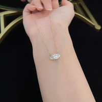 Collier pendentif en or 18 carats avec diamant de laboratoire, motif étoile, frais et simple, taille marquise à quatre griffes, chaînes de mode pour femme, breloque délicate