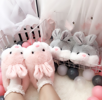 Chaussons en peluche de lapin mignons et chauds pour femmes, de haute qualité