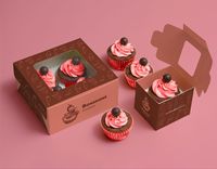 Caja de embalaje para repostería con MOQ bajo, para pasteles, galletas, croissants, pasteles de hojaldre, pasteles de canela, y otros alimentos para llevar, con diseño.