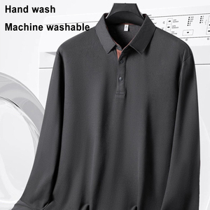 Nuove Polo da Golf in <span class=keywords><strong>Lana</strong></span> Elasticizzata a Maniche Lunghe per <span class=keywords><strong>Uomo</strong></span>, <span class=keywords><strong>Magliette</strong></span> Polo Maschili alla Moda, Calde, Casual, Morbide e Traspiranti - Product Image 4