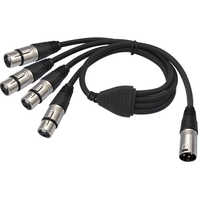 Câble répartiteur audio XLR 3 broches, 1 mâle vers 4 femelles, 4 entrées vers 1 sortie, pour mixeur, amplificateur, haut-parleur, microphone