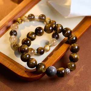 สร้อยข้อมือหินไทเกอร์อายเพื่อดึงดูดความมั่งคั่งและสมบัติ คริสตัลสีเหลือง สร้อยข้อมือคริสตัลทรงหอคอยสีเหลือง - Product Image 1