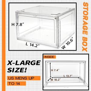 Transparent Acrylic Magnetic <b>Drop</b> Side Open Door Rectangle Glossy Extendable Shoe Storage Container <b>Box</b> Foldable Sneaker - Product Image 5