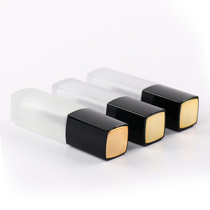 Tùy Chỉnh Rỗng Rõ Ràng Frosted Glass Đen Quảng Trường Lip Gloss Ống Container Với Đầu Vàng - Product Image 3