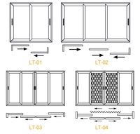 Design minimaliste double portes coulissantes en verre trempé robuste porte coulissante de balcon économe en énergie